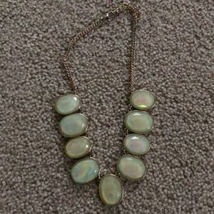 Metallic green oval necklace